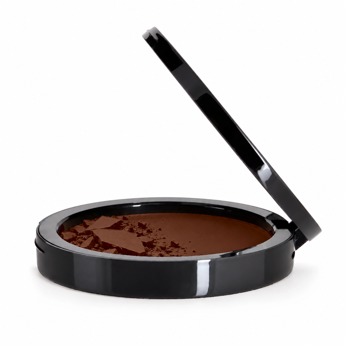 Teacup Cosmetics Dual Blend Powder Foundation shade #145, partially crushed pressed powder compact