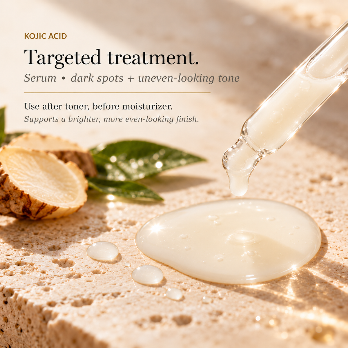 Kojic Acid serum targeted treatment for dark spots and uneven-looking tone