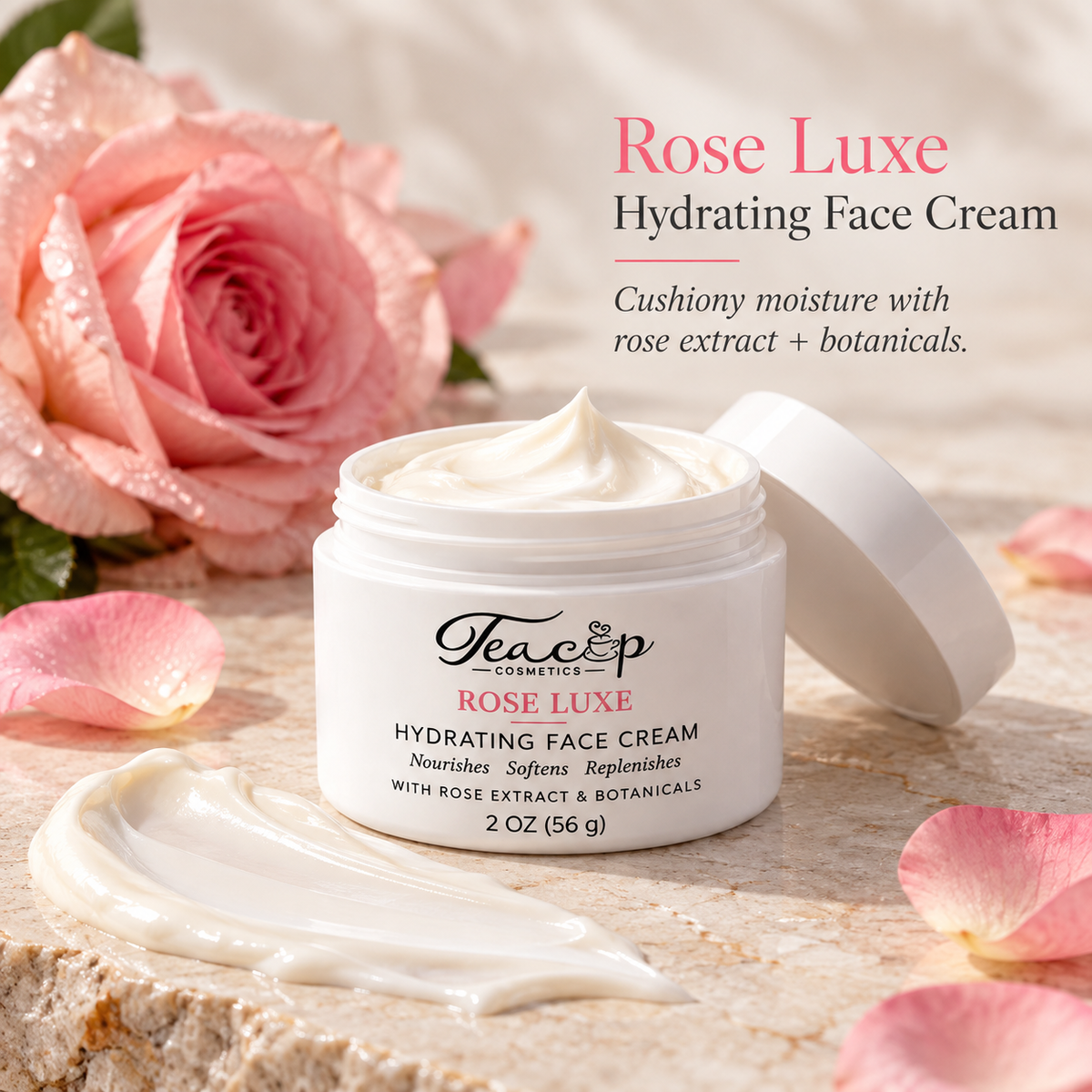 Rose Luxe Hydrating Face Cream texture and product