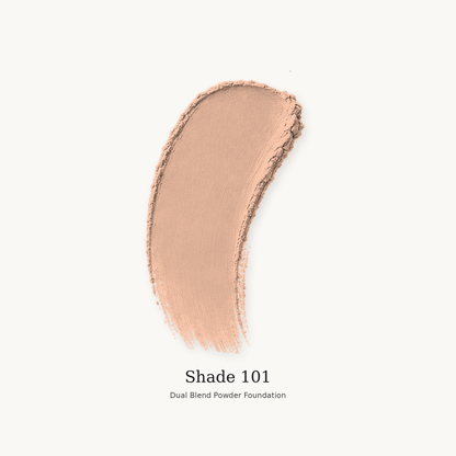 Teacup Cosmetics Dual Blend Powder Foundation shade #101, smooth powder swatch