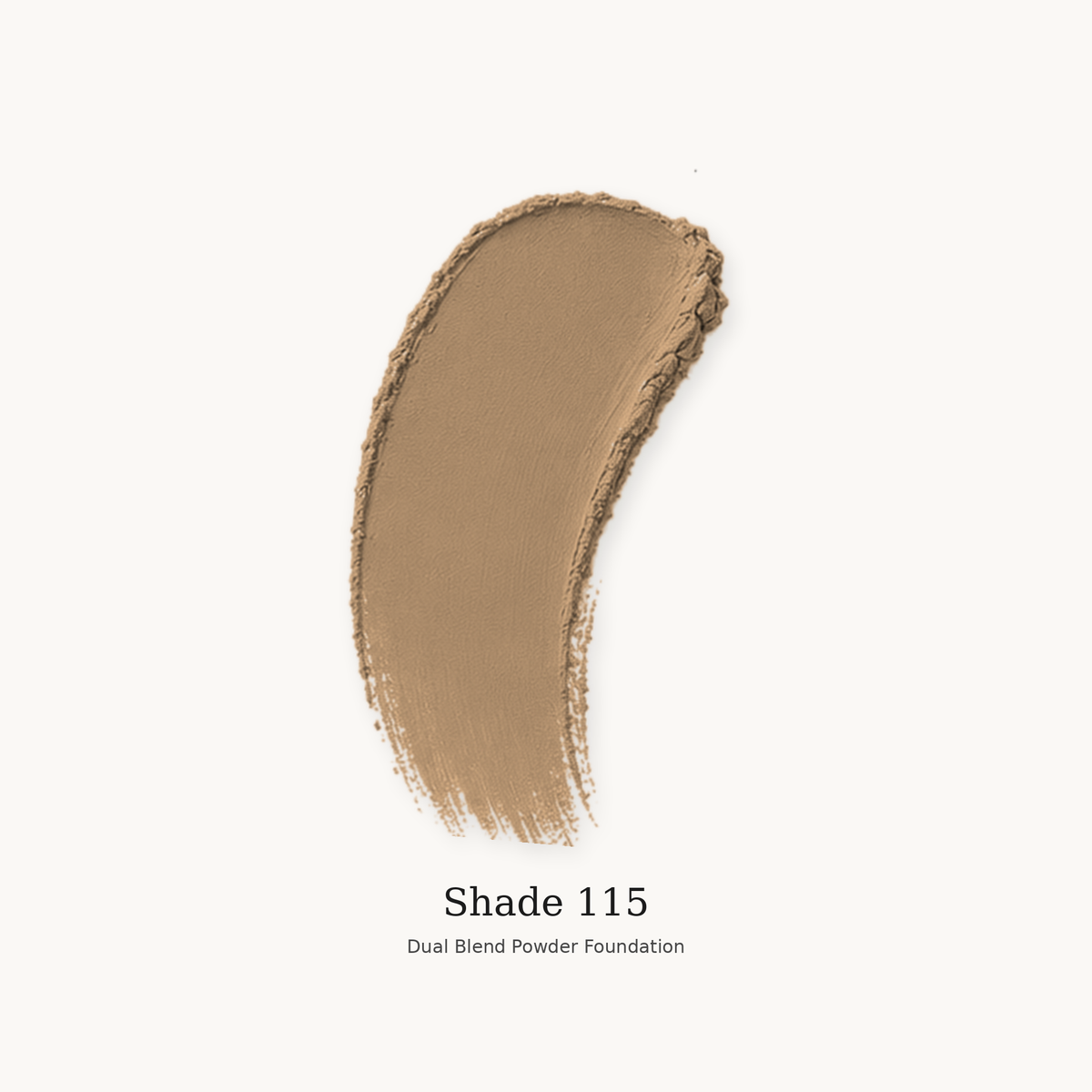 Teacup Cosmetics Dual Blend Powder Foundation shade #115, smooth powder swatch
