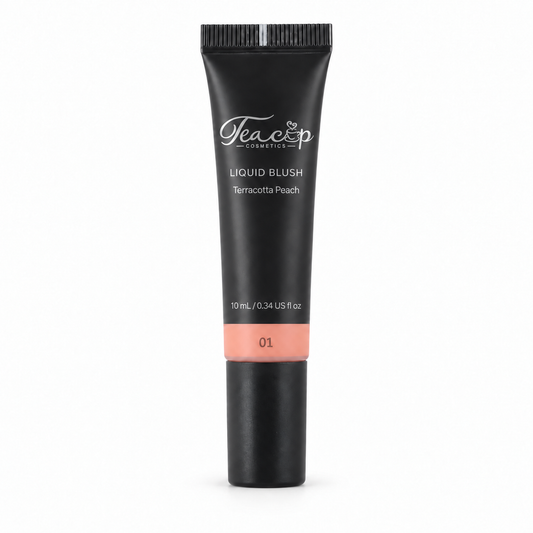 Liquid Blush Terracotta Peach upright tube with shade name below product name and net contents near base.