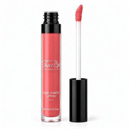Teacup Cosmetics Liquid-to-Matte Lipstick in Coral Crush