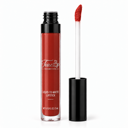 Teacup Cosmetics Liquid-to-Matte Lipstick in Ruby