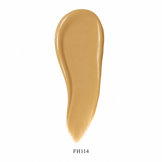 Teacup Cosmetics Velvet Matte Foundation 114, individual cream swipe swatch